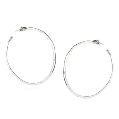 Mounir London Women's Large Silver Hoop Earrings