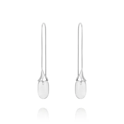 Mounir London Women's Neutrals / Silver Long Rock Crystal Capsule Earrings