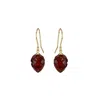 Mounir London Women's Red Carved Garnet Zircon Leaf Earrings In Red