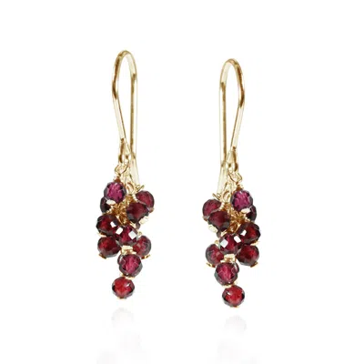 Mounir London Women's Red Garnet Cluster Drop Earrings