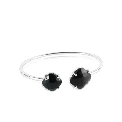 Mounir London Women's Silver / Black Black Onyx Silver Bangle