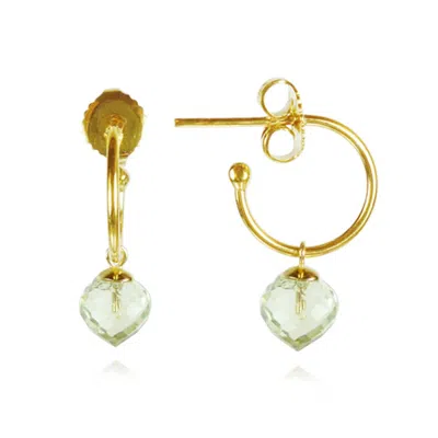 Mounir London Women's Small Green Amethyst  Hoop Earrings
