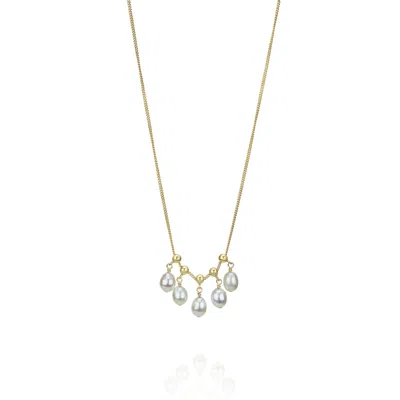 Mounir London Women's White / Gold Delicate Adjustable Pearl Necklace
