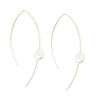 Mounir London Women's White Gold Fish Hook Earrings