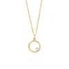 Mounir London Women's White / Gold Small Textured Circle Gemstone Pendant In Gold