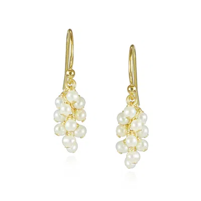 Mounir London Women's White Pearl Cluster Earrings.