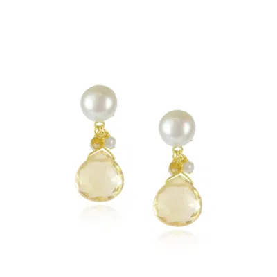 Mounir London Women's Yellow Citrine Drop Earrings