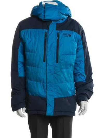 Pre-owned Mountain Hardwear Colorblock Pattern Puffer Coat In Blue