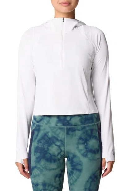 Mountain Hardwear Crater Lake Crop Half Zip Hoodie In White