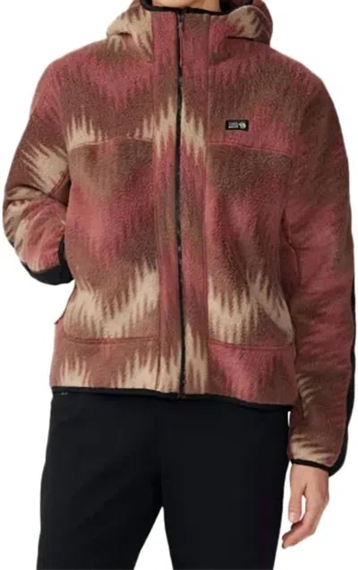 Mountain Hardwear Hicamp Fleece Printed Hoody In Clay Earth Zig Zag Print In Brown