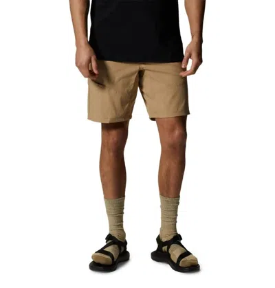 Mountain Hardwear Men's  Shorts Moab Tan Stretch Flat Front Activewear Erk1744 In Brown
