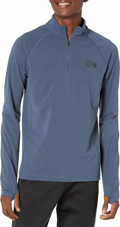 Mountain Hardwear Men's Stretch Half Zip Jacket In Zinc In Blue