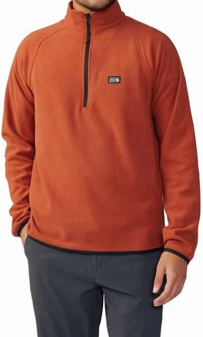 Mountain Hardwear Microchill 1/4 Zip Pullover In Iron Oxide Heather In Orange