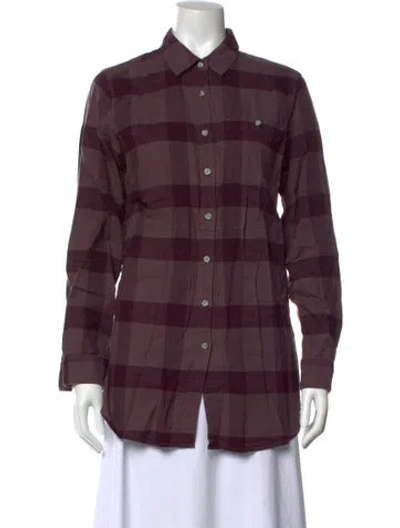 Pre-owned Mountain Hardwear Plaid Print Long Sleeve Button-up Top In Purple