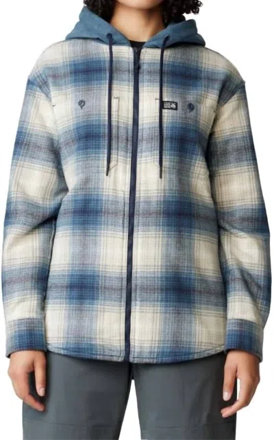 Mountain Hardwear Plusher Microchill Lined Shirt In Asiatic Blue Ombre Buffalo Check Print