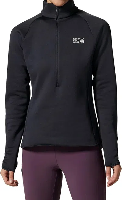 Mountain Hardwear Polartec Power Stretch Pro 1/4 Zip Jacket In Dark Storm In Black