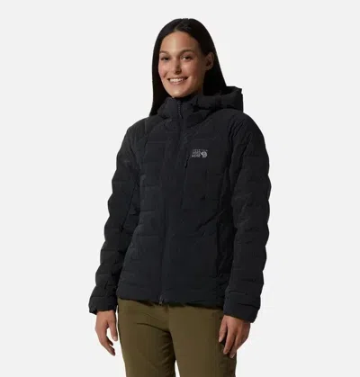 Mountain Hardwear Stretchdown Jacket Womens Dark Storm Heather Hooded Jzz 5 In Black