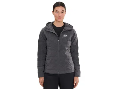 Mountain Hardwear Stretchdowntm Hooded Jacket Women's Coat Volcanic Heather: Md, Elastane/nylon/polyester In Gray