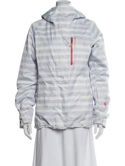 Pre-owned Mountain Hardwear Striped Performance Coat In White