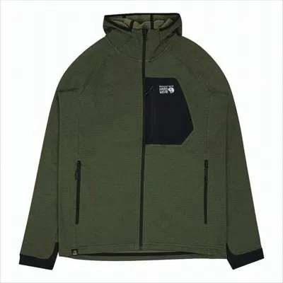 Mountain Hardwear Textured Hooded Jacket With Contrast Pocket Details In Green