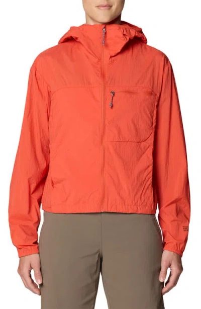 Mountain Hardwear Wind Veil Hooded Jacket In Red