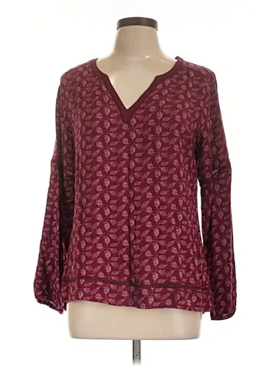Pre-owned Mountain Khakis Long Sleeve Blouse In Burgundy