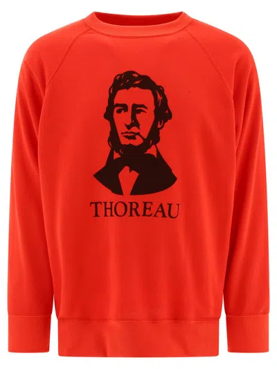 Mountain Research Thoreau-print Raglan-sleeves Sweatshirt In Red