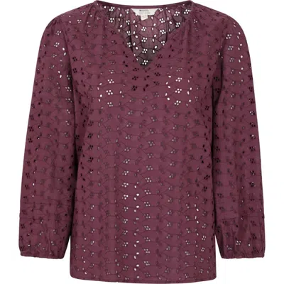 Mountain Warehouse Broderie Lightweight 3/4 Sleeve Casual Shirt In Purple