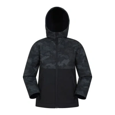 Mountain Warehouse Childrens/kids Exodus Camouflage Soft Shell Jacket In Black