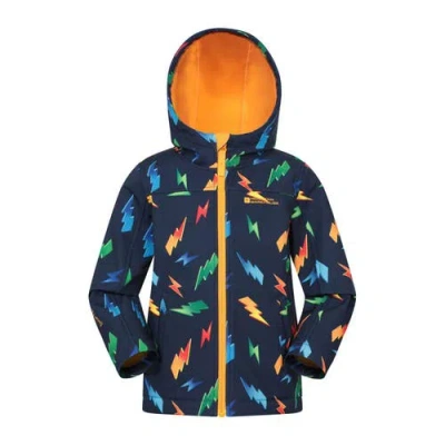 Mountain Warehouse Childrens/kids Exodus Printed Water Resistant Soft Shell Jacket In Blue