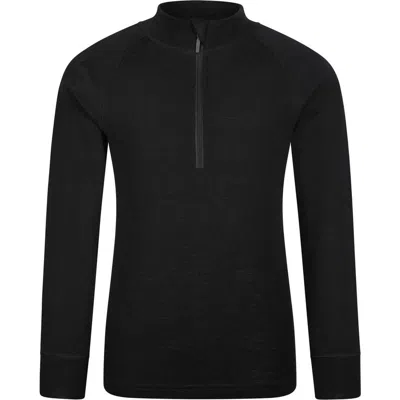 Mountain Warehouse Childrens/kids Merino Blend Half Zip Base Layer Top In Black