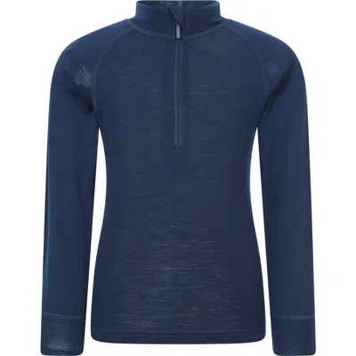 Mountain Warehouse Childrens/kids Merino Blend Half Zip Base Layer Top In Blue