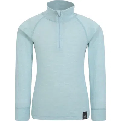 Mountain Warehouse Childrens/kids Merino Blend Half Zip Base Layer Top In Blue