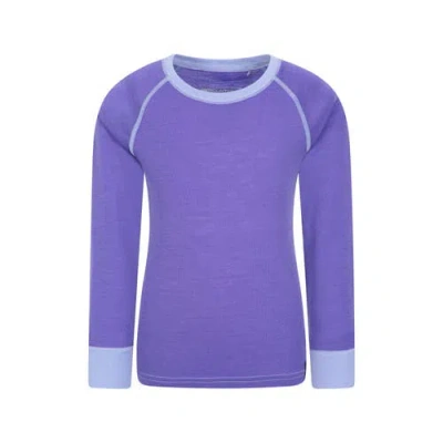 Mountain Warehouse Childrens/kids Merino Ii Contrast Round Neck Base Layer Top In Purple