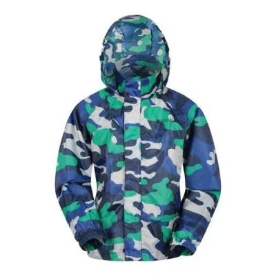 Mountain Warehouse Childrens/kids Pakka Camo Waterproof Jacket In Blue