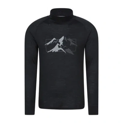 Mountain Warehouse Gender Inclusive Quest Merino Wool Long-sleeved Thermal Top In Black