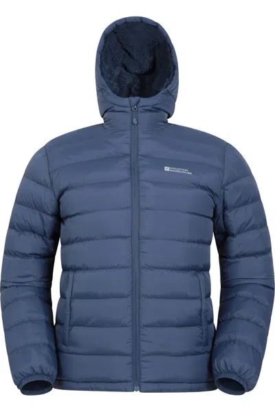 Mountain Warehouse Mens Seasons Faux Fur Lined Padded Jacket In Blue