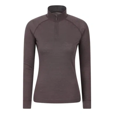 Mountain Warehouse Merino Wool Zip Neck Thermal Top In Brown