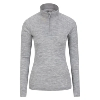 Mountain Warehouse Merino Wool Zip Neck Thermal Top In Gray