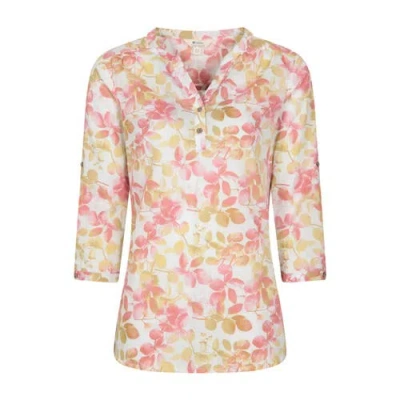 Mountain Warehouse Petra Leaf Print 3/4 Sleeve Blouse In Multi