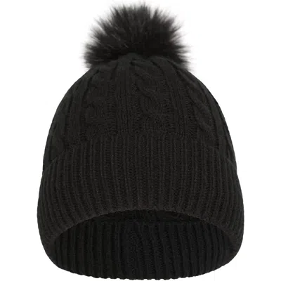Mountain Warehouse Pom Pom Faux Fur Lined Beanie In Black