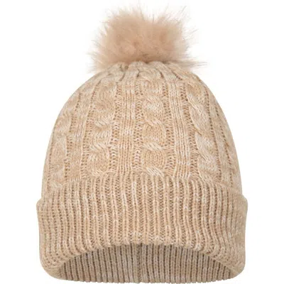 Mountain Warehouse Pom Pom Faux Fur Lined Beanie In Neutral