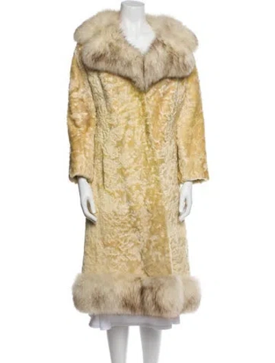 Pre-owned Mouratidis Fur Colorblock Pattern Fur Coat In Neutral