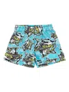 Mousse Dans La Bouche Lifeshark Print Swim Shorts Kids In Blue