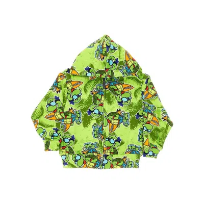 Mousse Dans La Bouche Injasurf Print Full-zip Hoodie Kids In Green