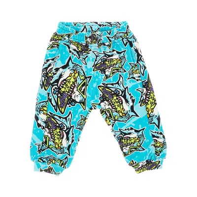 Mousse Dans La Bouche Lifeshark Print Sweatpants Kids In Blue