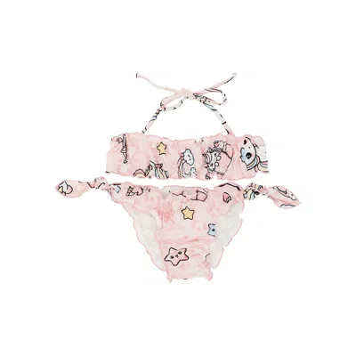 Mousse Dans La Bouche Printed Bikini Kids In Pink