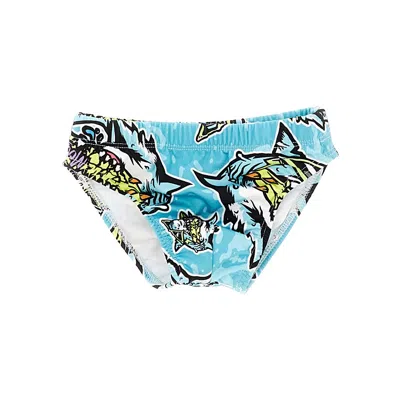 Mousse Dans La Bouche Printed Swim Briefs Kids In Blue