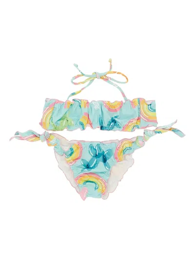 Mousse Dans La Bouche Kids' Ruffled Bikini In Blue