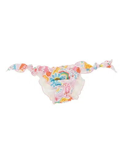 Mousse Dans La Bouche Kids' Ruffled Floral-print Bikini Bottoms In Pink